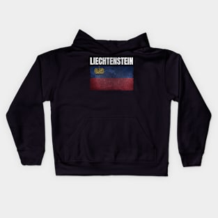 Distressed Liechtenstein Flag Print Gifts for Men Liechtensteiner Kids Hoodie